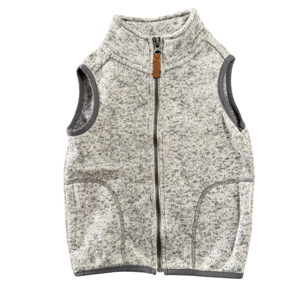 Carter's Fleece Vest Toddler Boy Size 3T Gray Zip Mock Neck Sweater Outerwear